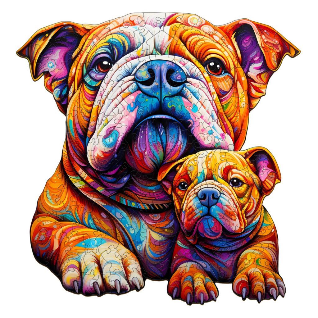 Wooden Jigsaw Puzzle-Bulldog family 66d31388448aa
