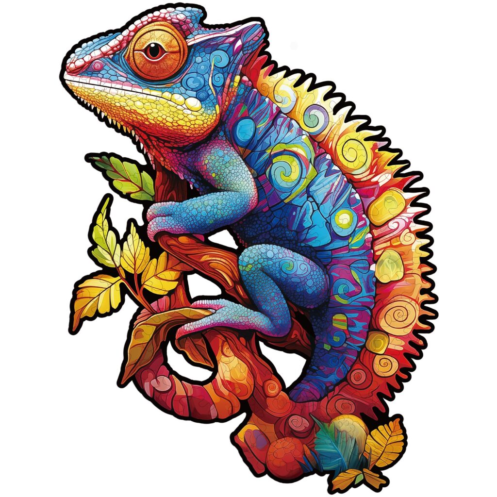 Wooden Jigsaw Puzzle-Colorful Chameleon 66d09e65485d9