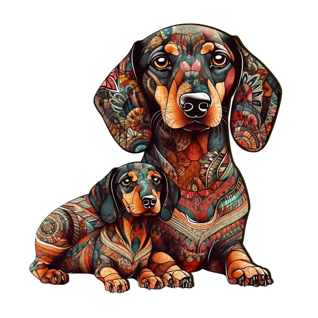 Wooden Jigsaw Puzzle-Parent-Child Dachshund 2 66d0d1f307a44