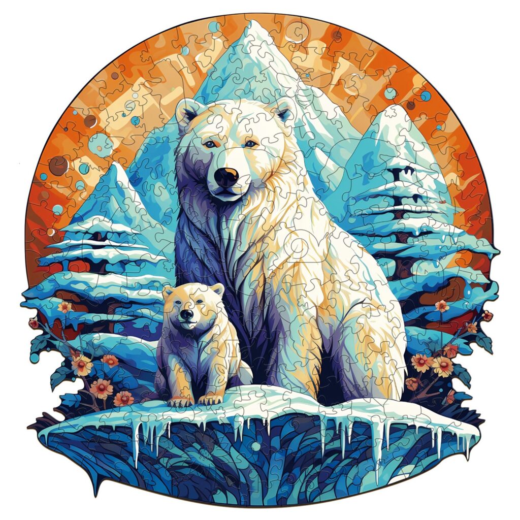 Wooden Jigsaw Puzzle-Polor bear family-2 66d21bfb65ef7