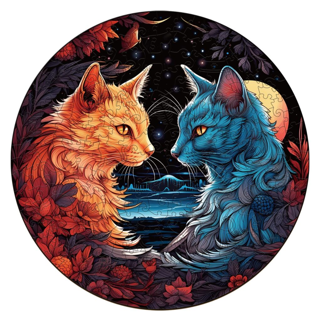 Wooden Jigsaw Puzzle-YIN YANG CAT-2 66d1de2a92cbf