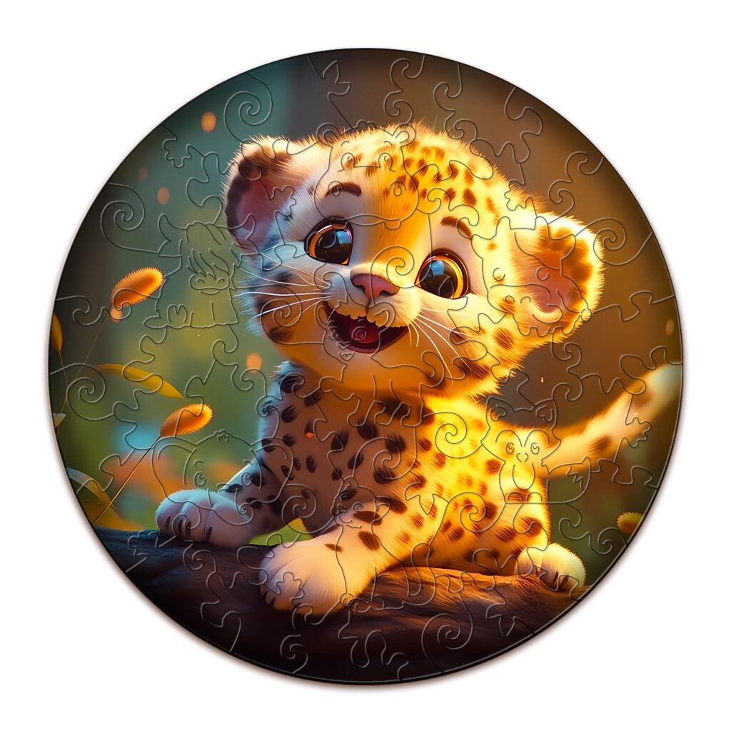 Children Wooden Jigsaw Puzzle-Cute Leopard 66e751006132b
