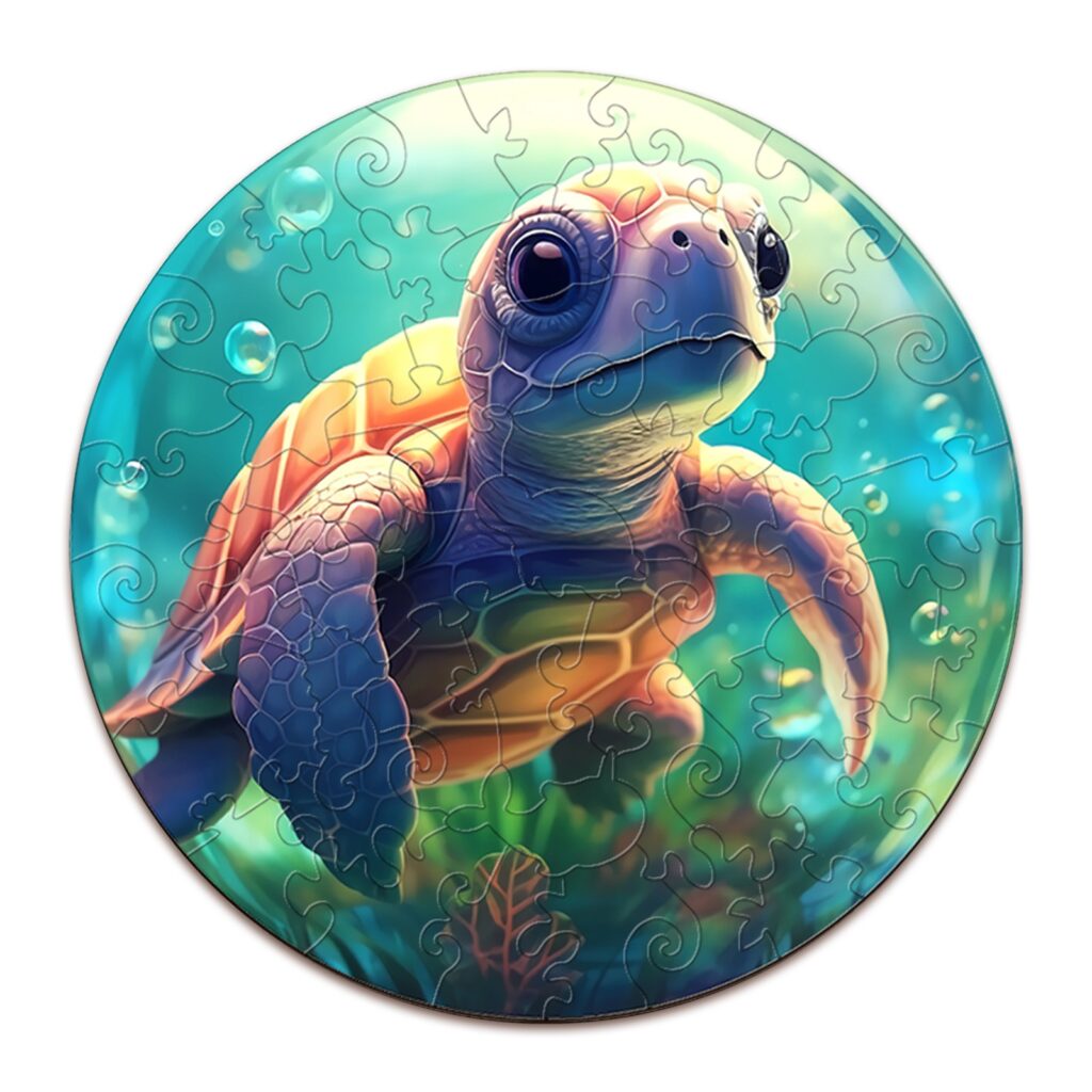 Children Wooden Jigsaw Puzzle-Cute Sea Turtle 66e80aa8b28b7