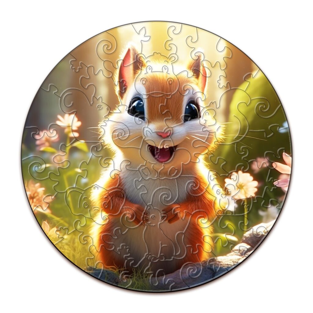 Children Wooden Jigsaw Puzzle-Cute Squirrel 66ddcf40619d8