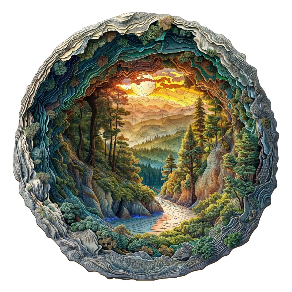 Wooden Jigsaw Puzzle – 3D Cave Forest 66da05ea37fca