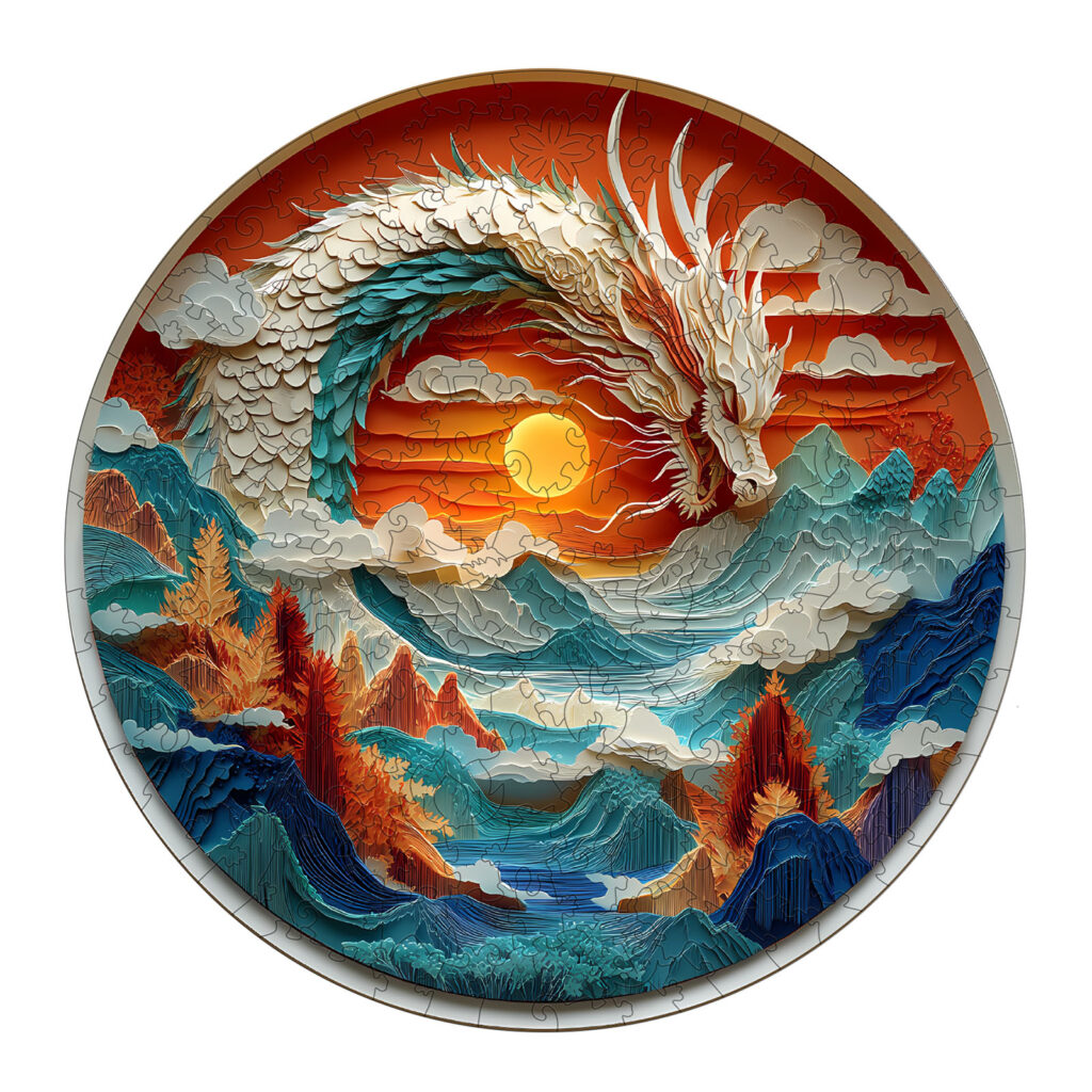Wooden Jigsaw Puzzle-3D Colorful Dragon 66ecf4b3756ce