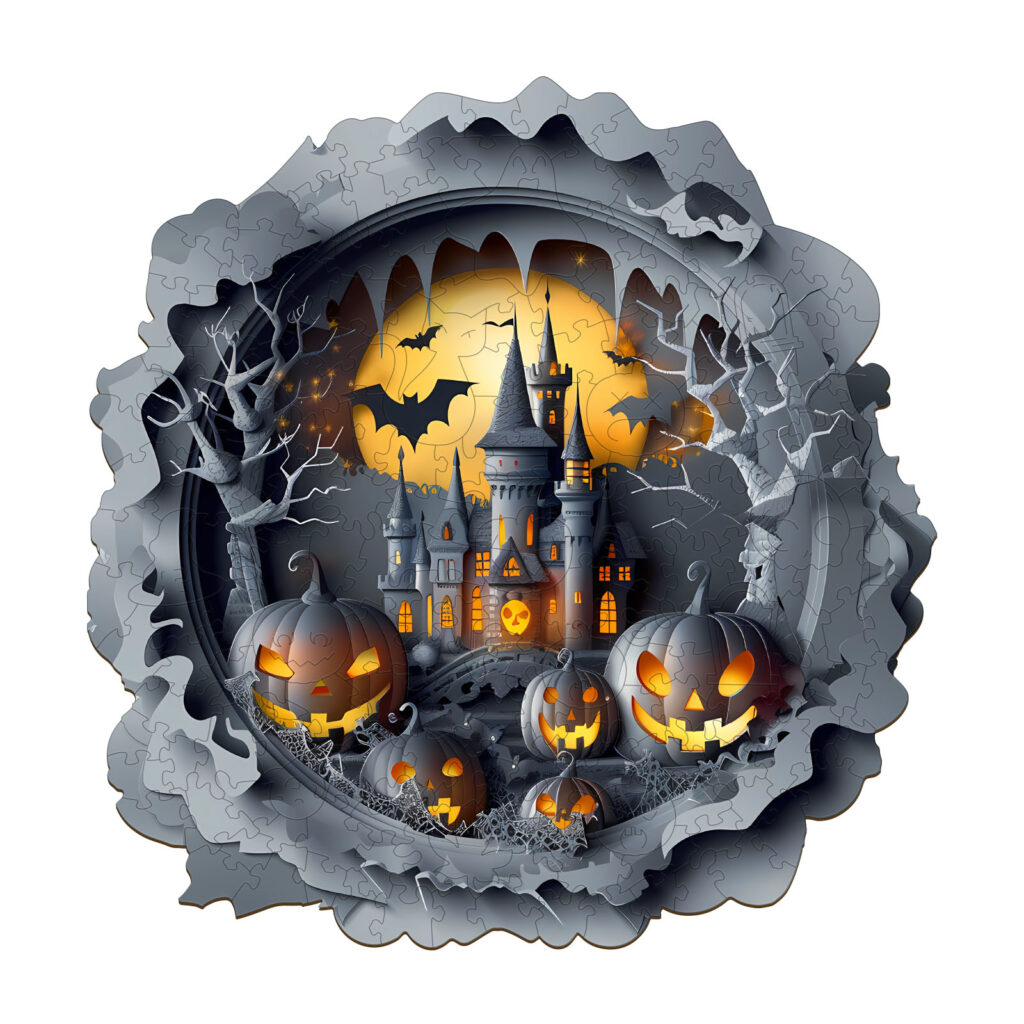 Wooden Jigsaw Puzzle-3D Halloween Castle 66e852dd88721
