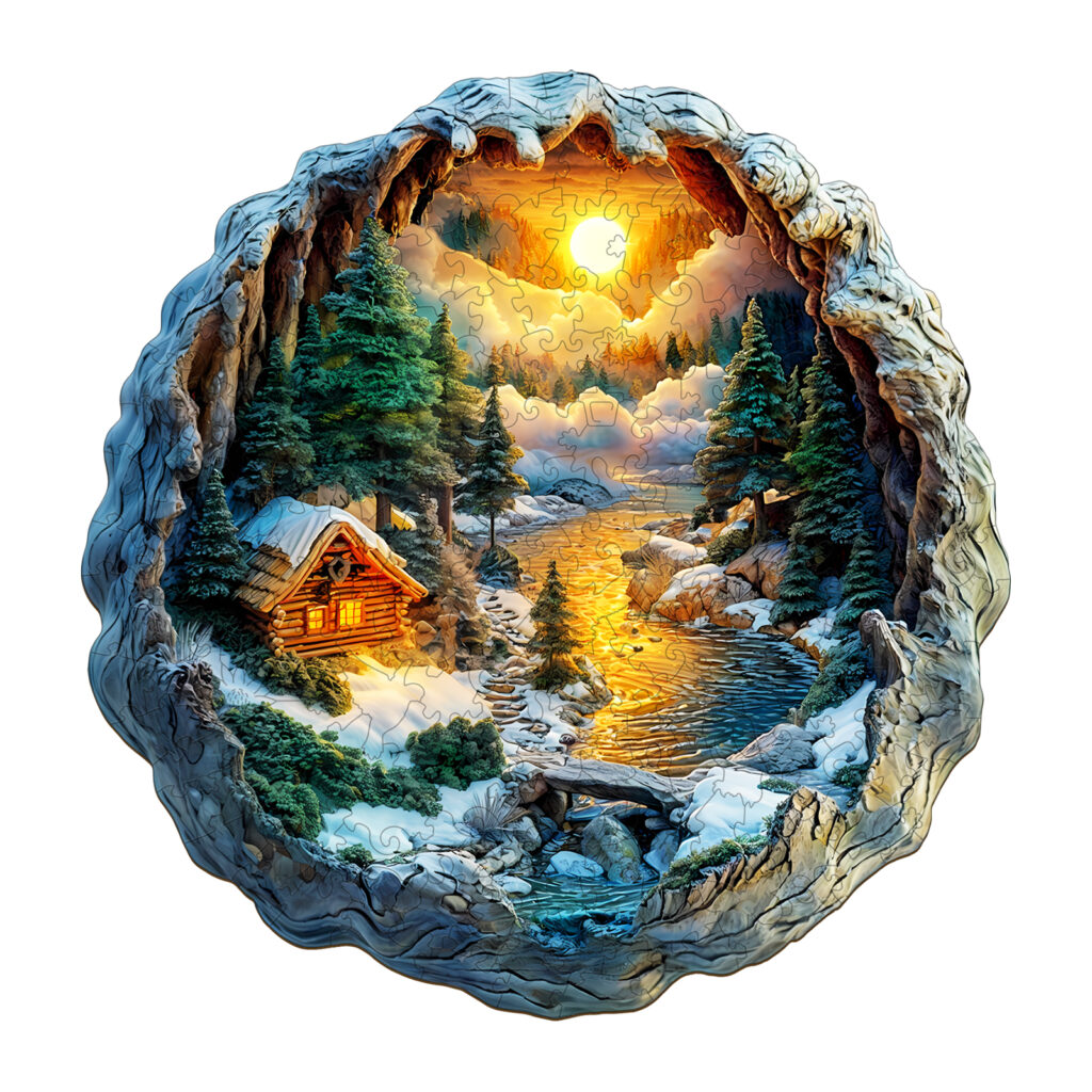 Wooden Jigsaw Puzzle-3D Winter Scene 66e285c8732ea
