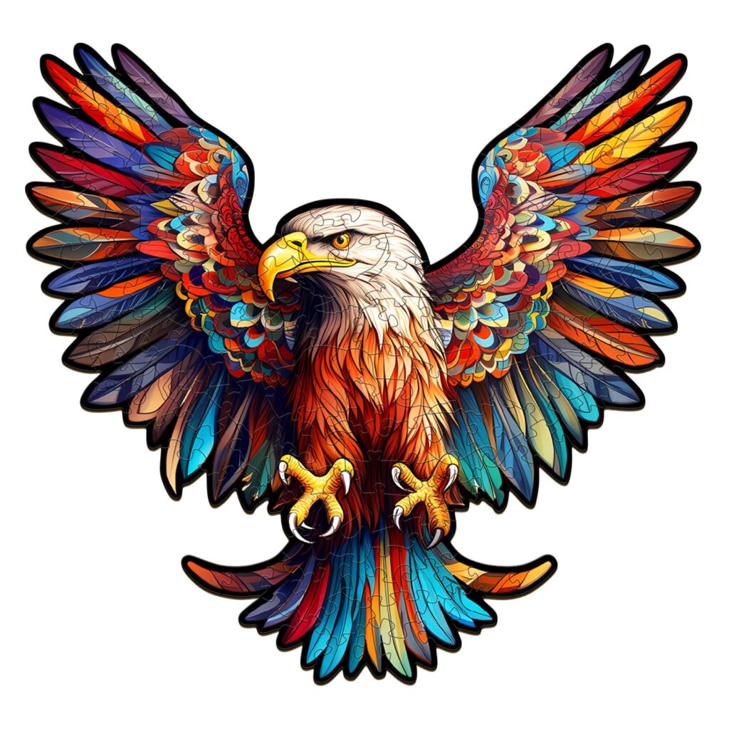 Wooden Jigsaw Puzzle-Bald Eagle with Spread Wings 66eb1a4da3af3