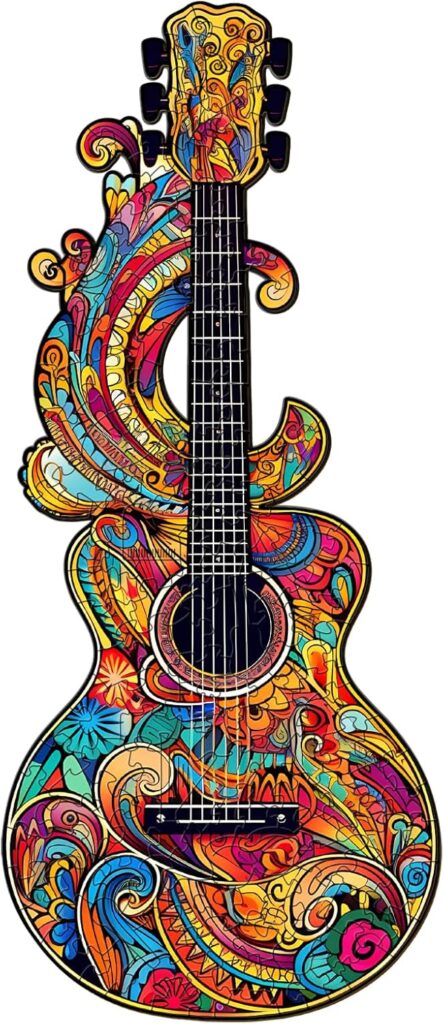 Wooden Jigsaw Puzzle-beautiful guitar 66ee536c7d9ff