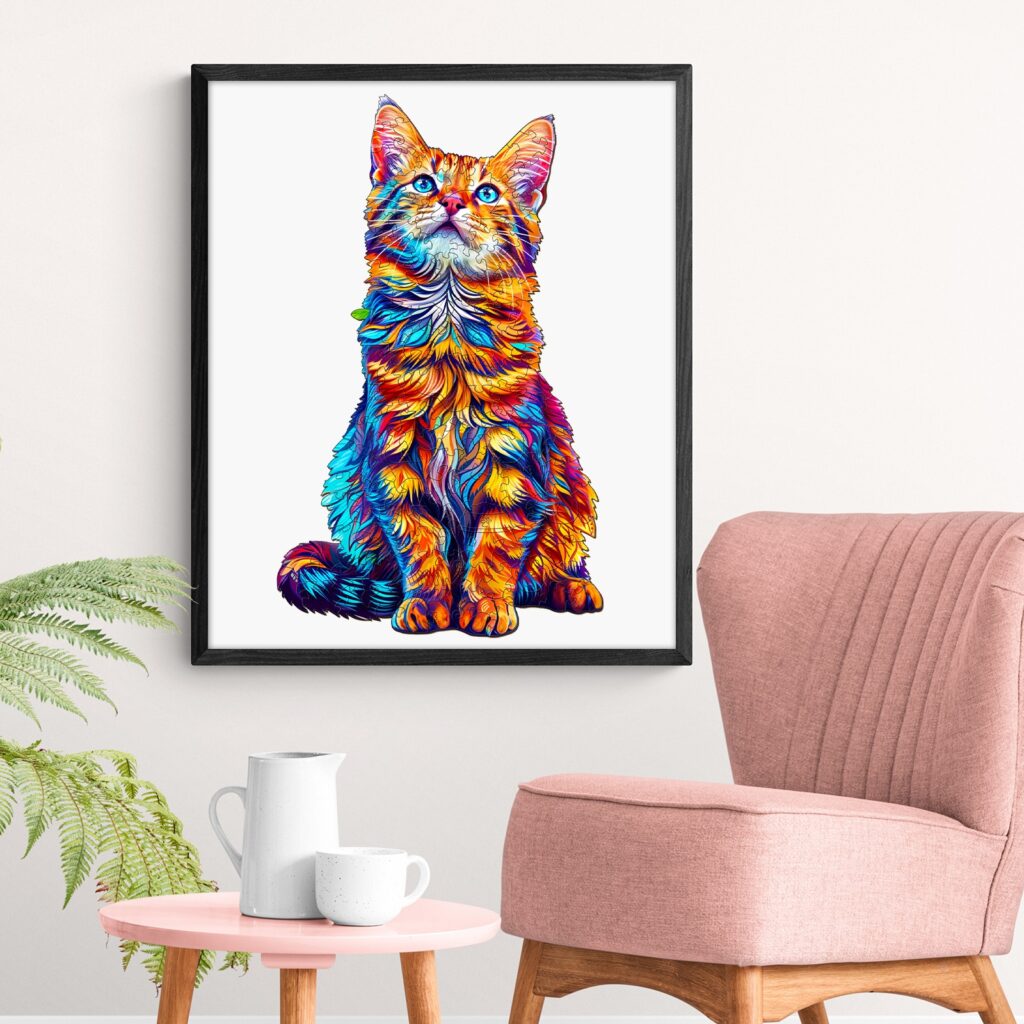 Delight in Serenity: Wooden Jigsaw Puzzle Featuring a Bengal Cat 66dc73d6423b6