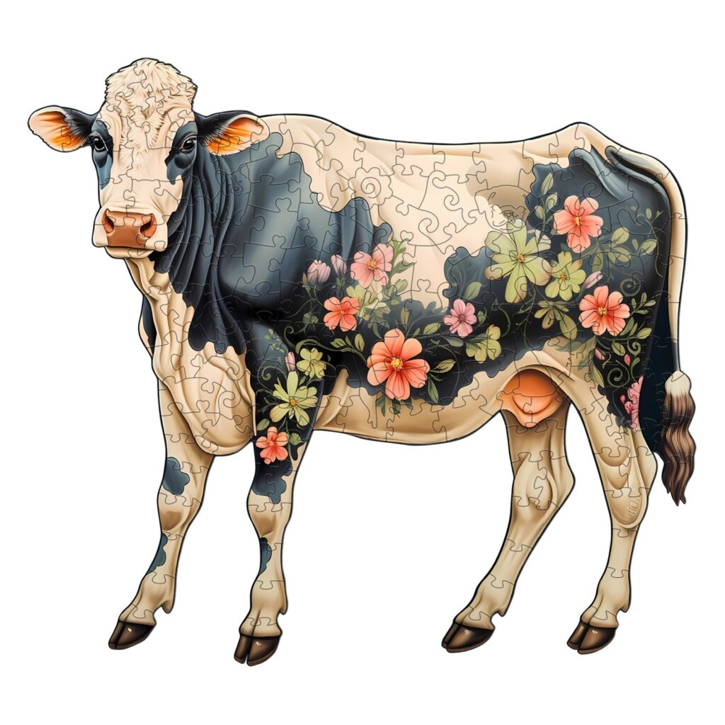 Wooden Jigsaw Puzzle-Black and White Dairy Cattle 66dc32bd65704