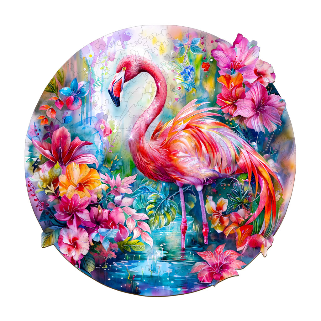 Wooden Jigsaw Puzzle – Charming flamingo 66d854aed784d