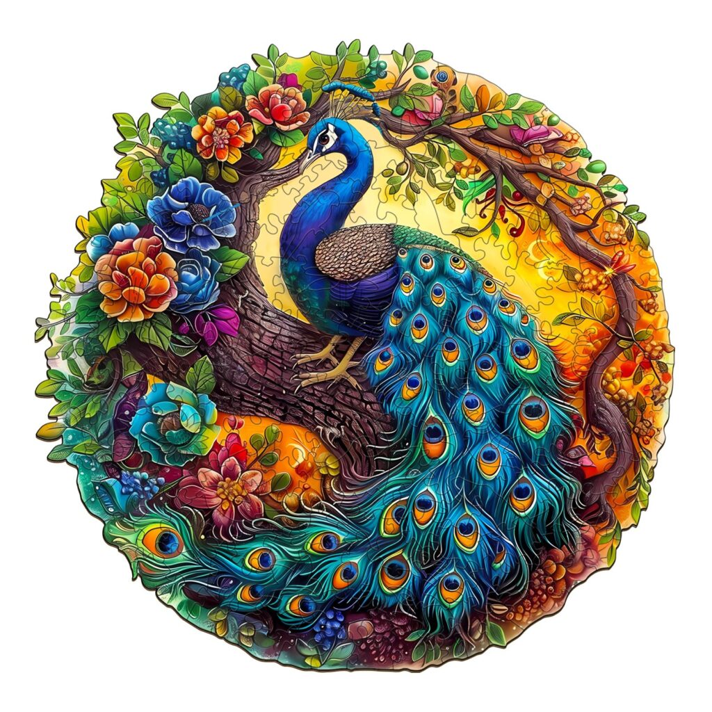 Wooden Jigsaw Puzzle-Charming Peacock 2 66eb6ced906c9