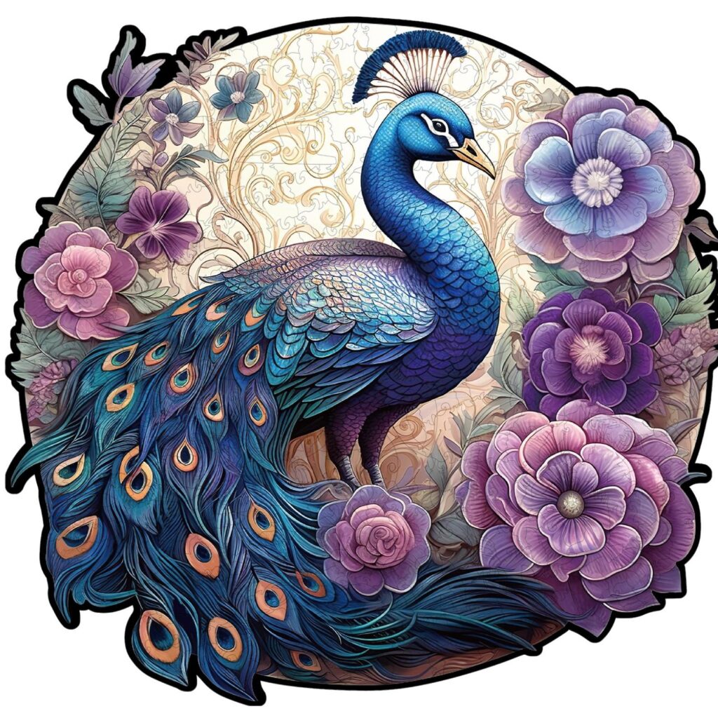 Wooden Jigsaw Puzzle-Charming Peacock 66ed1e0f0381c