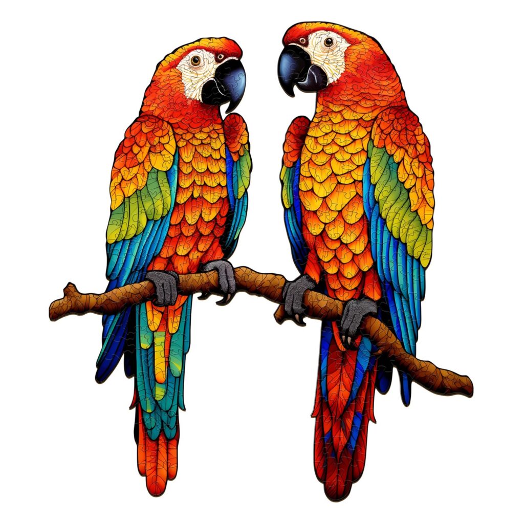Wooden Jigsaw Puzzle- Chatting Parrots 66ddf869ba854