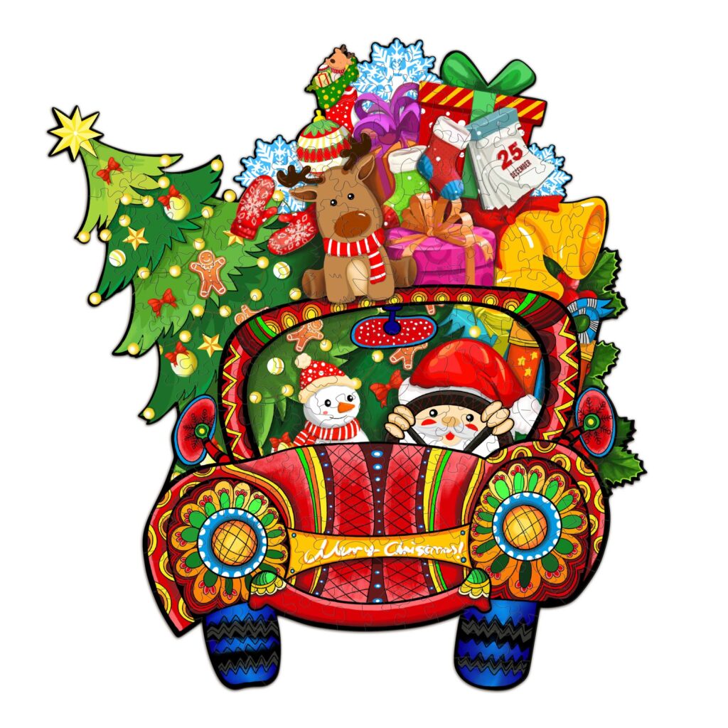 Wooden Jigsaw Puzzle-CHRISTMAS CAR 66e489747f4ba