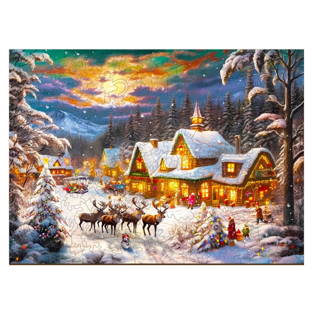 Wooden Jigsaw Puzzle-Christmas snow 66e29a7b384d7