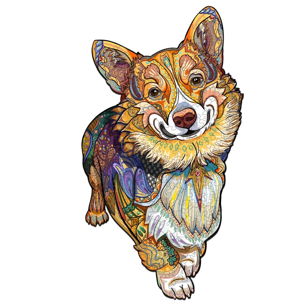 Wooden Jigsaw Puzzle-CLEVER CORGI 66eecf29d1f11
