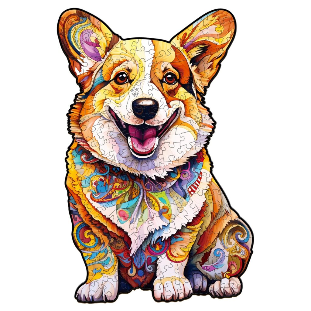 Wooden Jigsaw Puzzle-CLEVER CORGI-3 66e7d7244874e