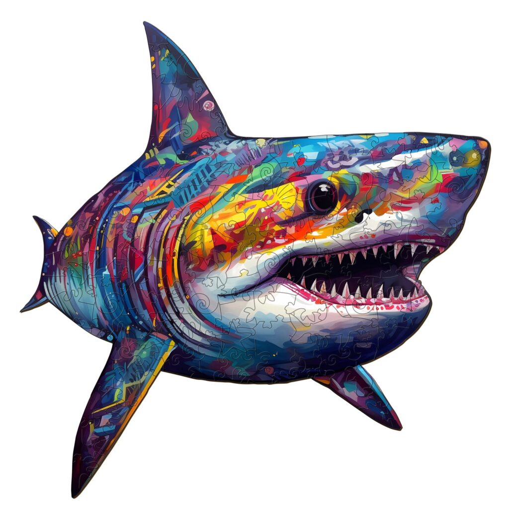 Wooden Jigsaw Puzzle-Colored Shark 66d960ecaf24c