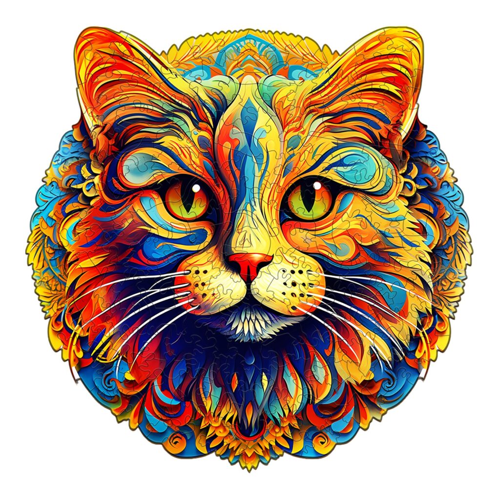 Wooden Jigsaw Puzzle – Colorful Cat 66ed472b67a6e