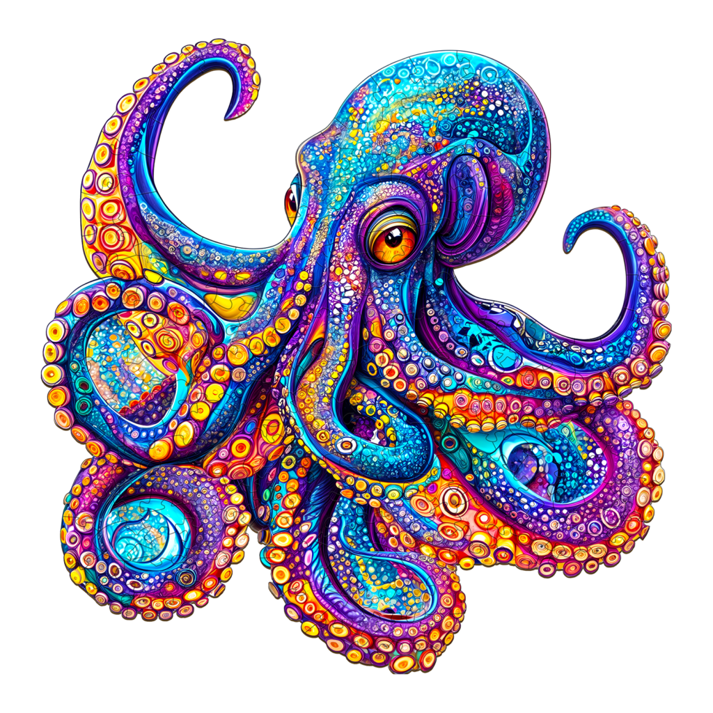 Wooden Jigsaw Puzzle-Colorful Octopus 66e2c3a141726