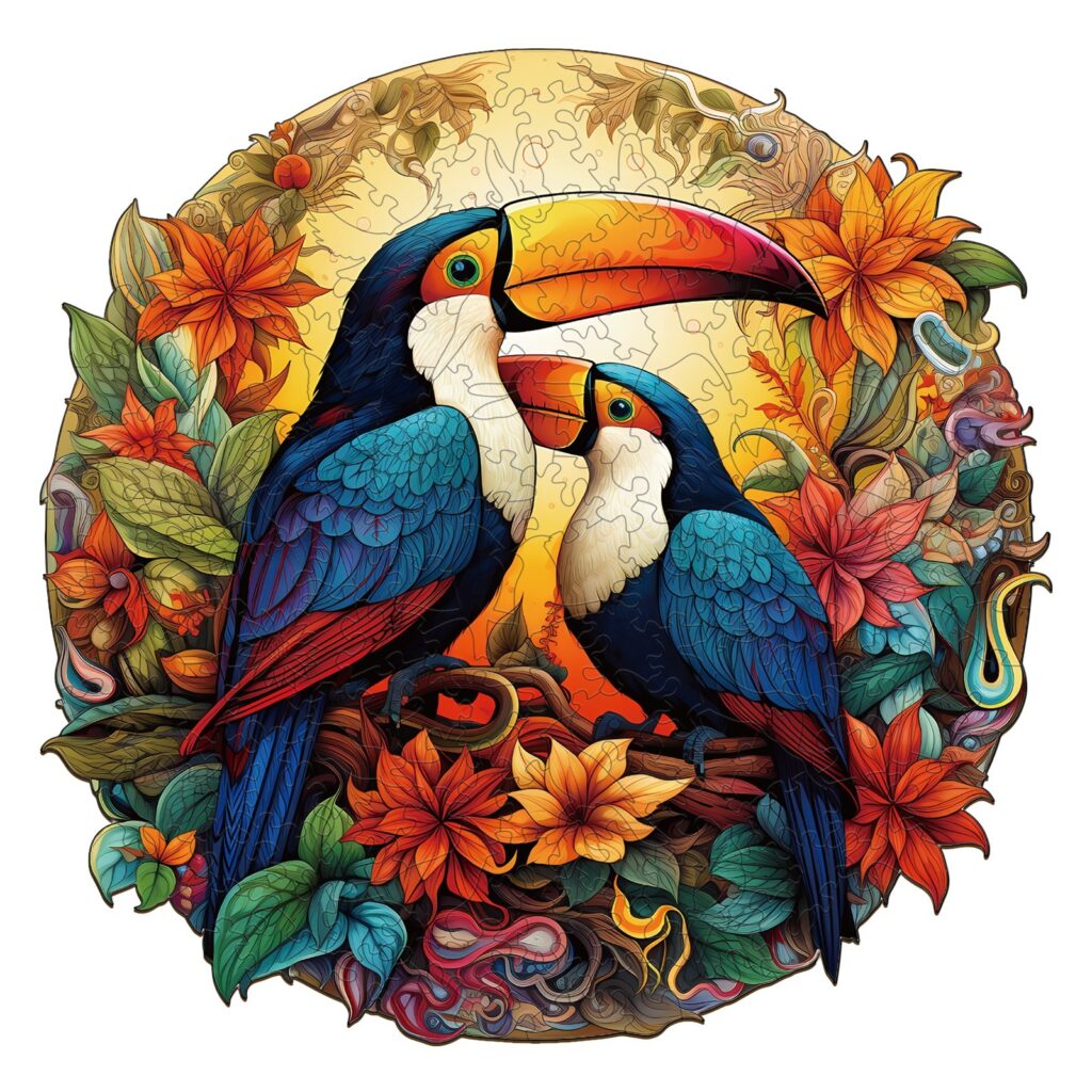 Wooden Jigsaw Puzzle-Colorful Toucans 66ee67f1a1d65