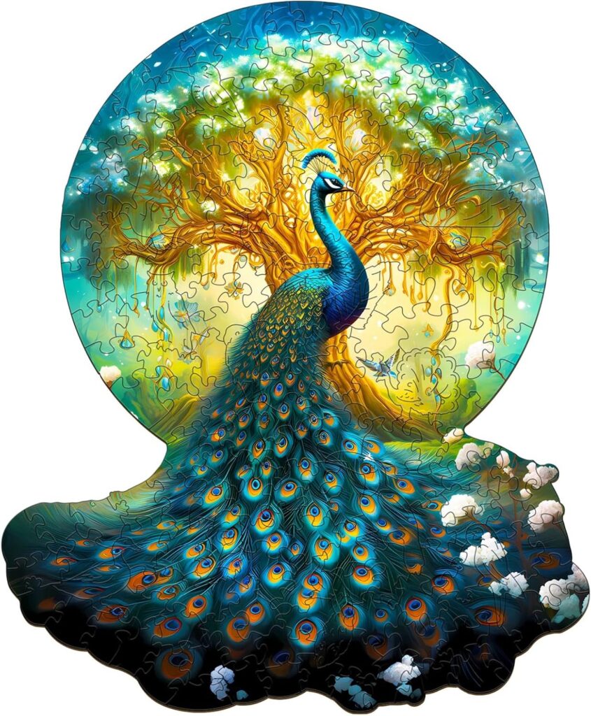 Wooden Jigsaw Puzzle-Noble Peacock 66ec077c9d4b0