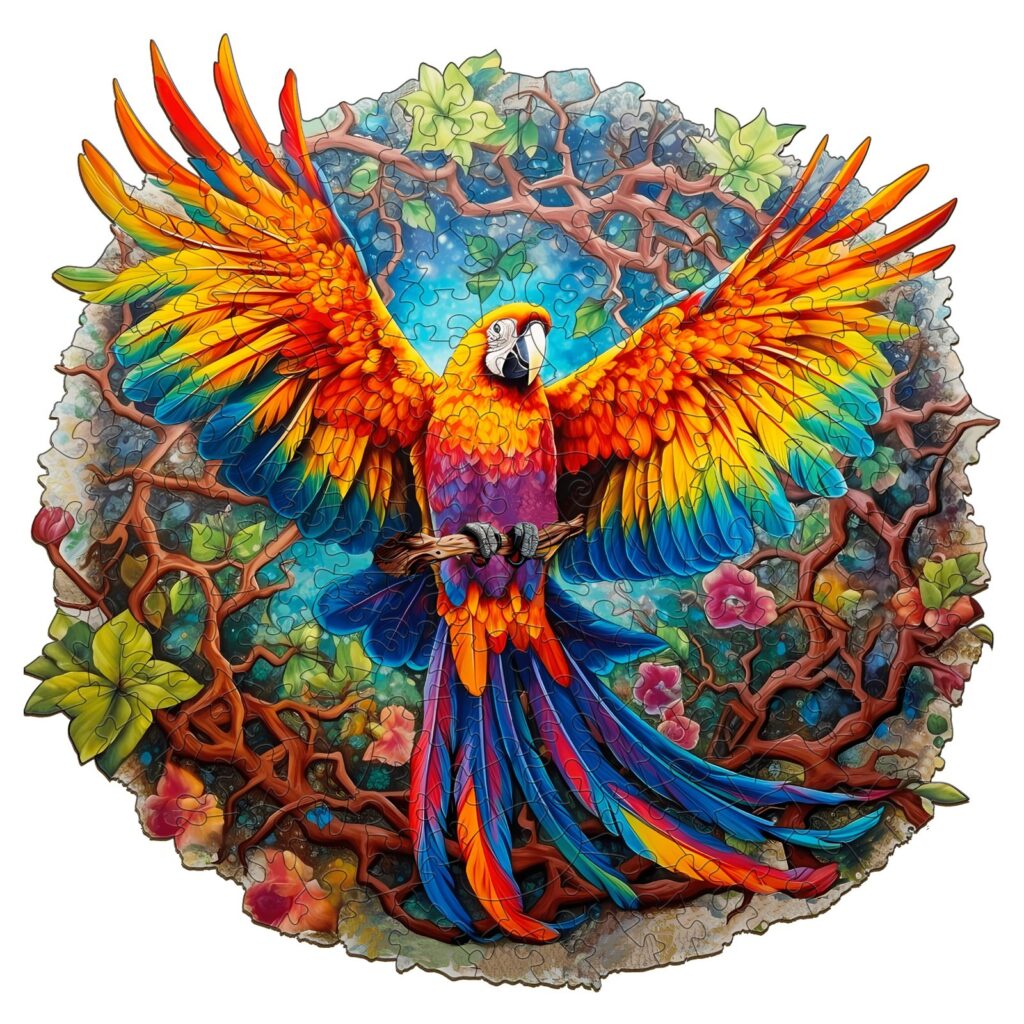 Wooden Jigsaw Puzzle-Curious Parrot 66ebd4054fa80