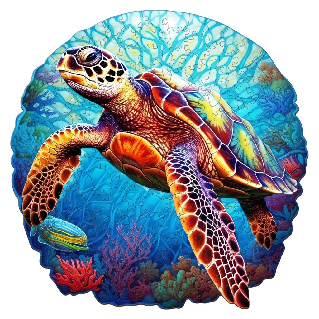 Wooden Jigsaw Puzzle-DEEP SEA TURTLE-2 66dae8d9cf752