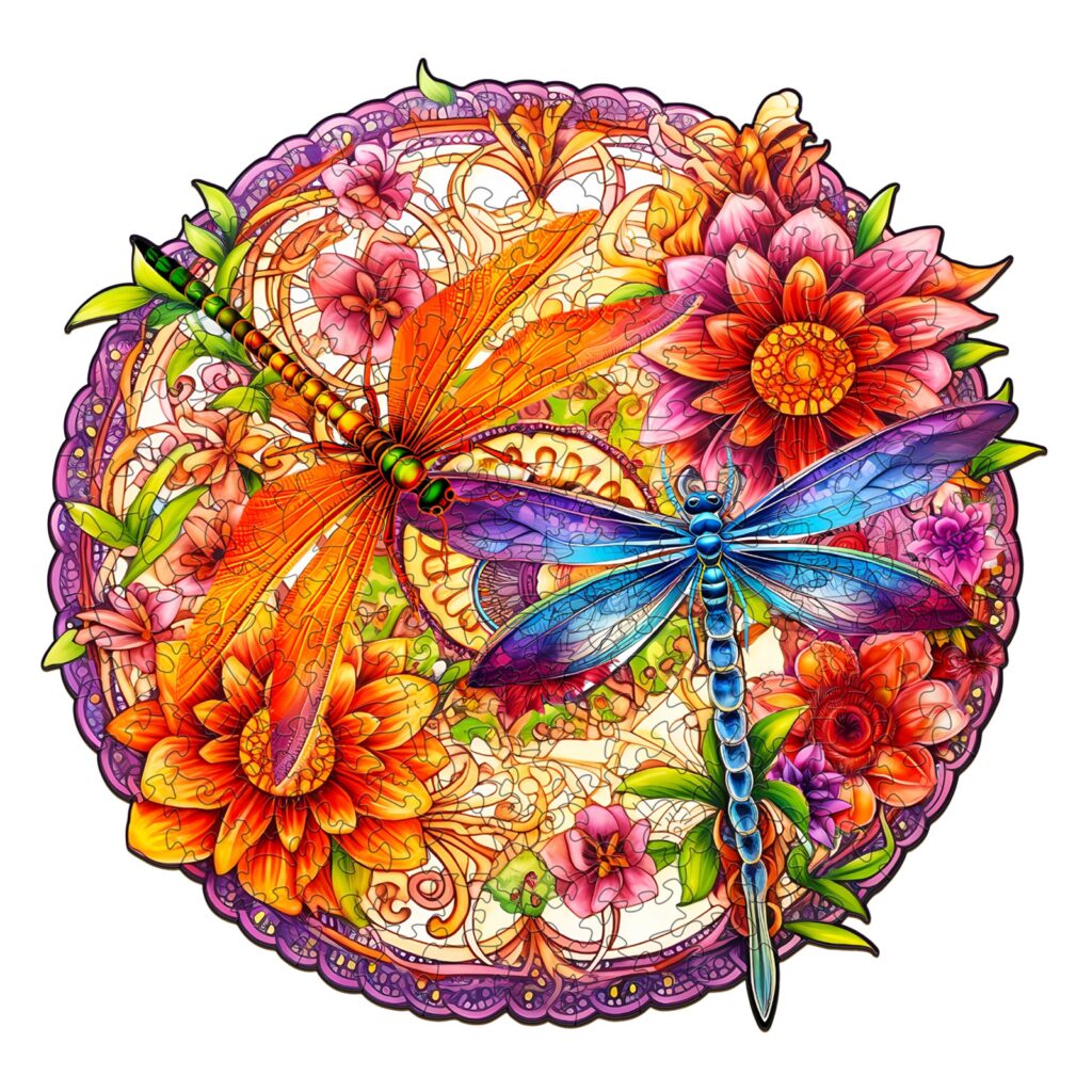 Wooden Jigsaw Puzzle – Dragonflies and Flowers 66d918a14ee81