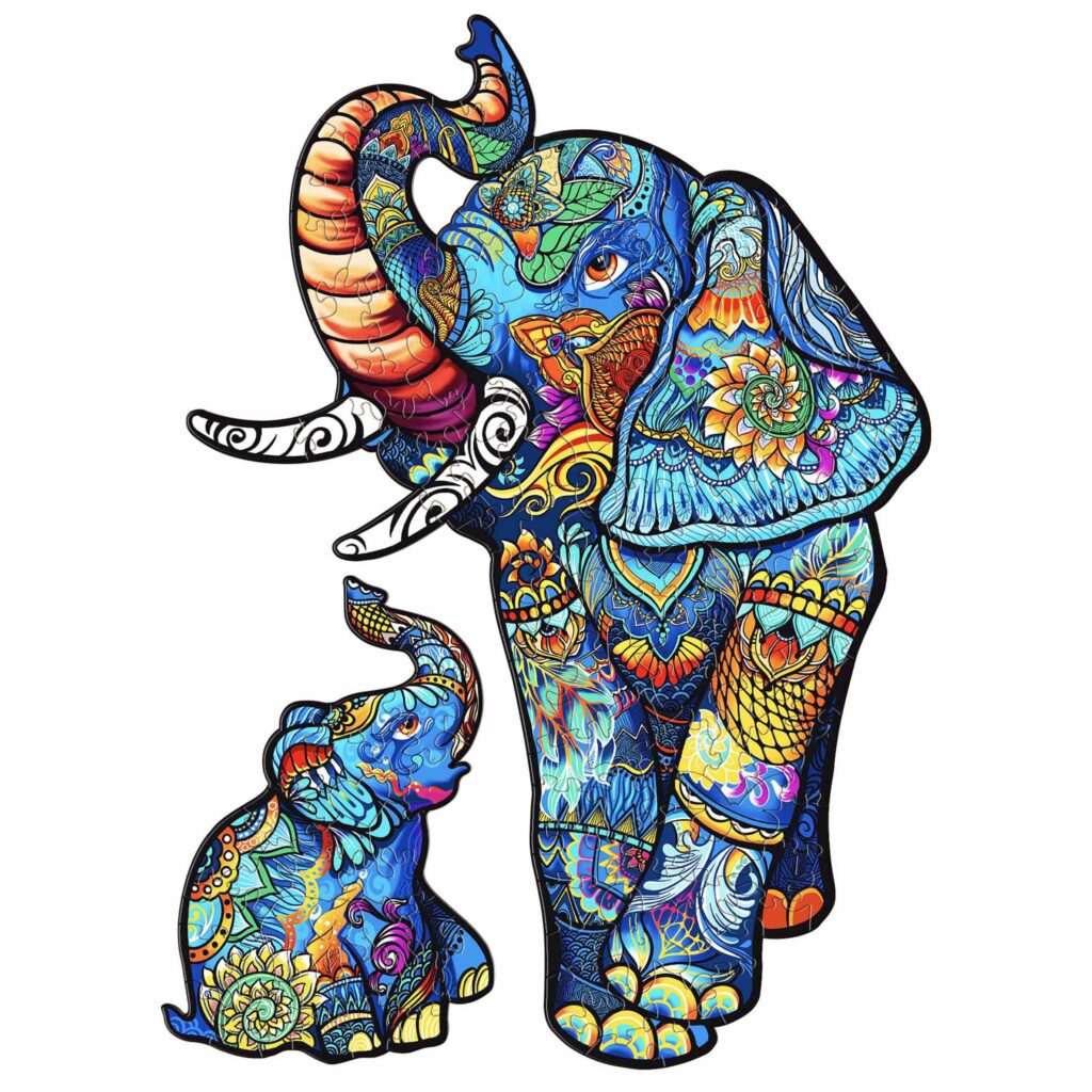 Wooden Jigsaw Puzzle-ELEPHANT FAMILY 66d8696fa77a4