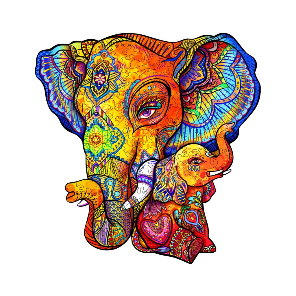 Wooden Jigsaw Puzzle-Elephant Puzzle Maternal Love 66d84a849c16a