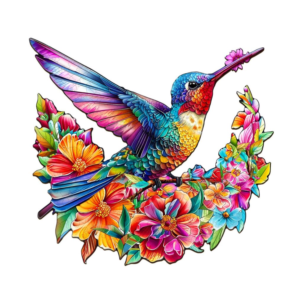 Wooden Jigsaw Puzzle – Flowers and Hummingbird 66e39c3258b7f