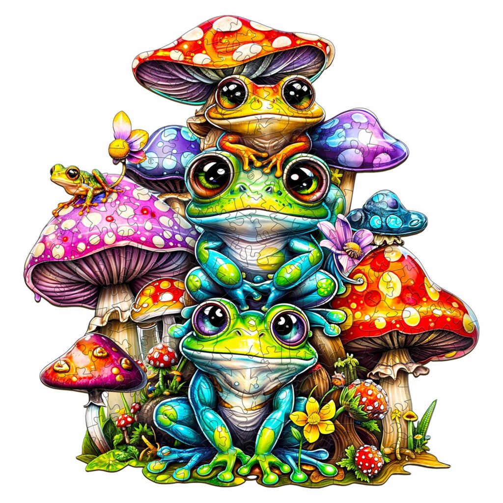 Wooden Jigsaw Puzzle-Frog Family 66dd682b878cb