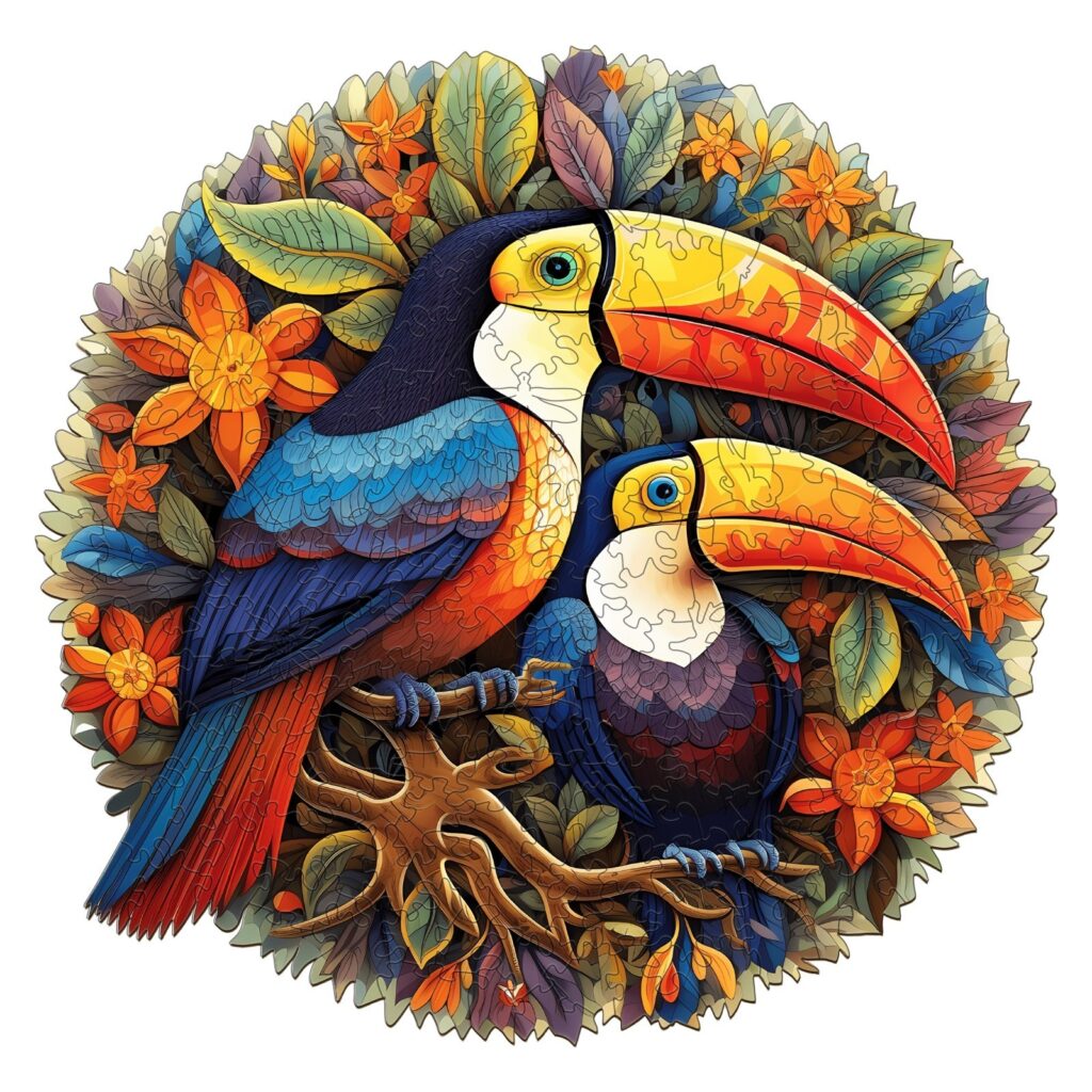 Wooden Jigsaw Puzzle-gorgeous toucans 66d96b495b2f1
