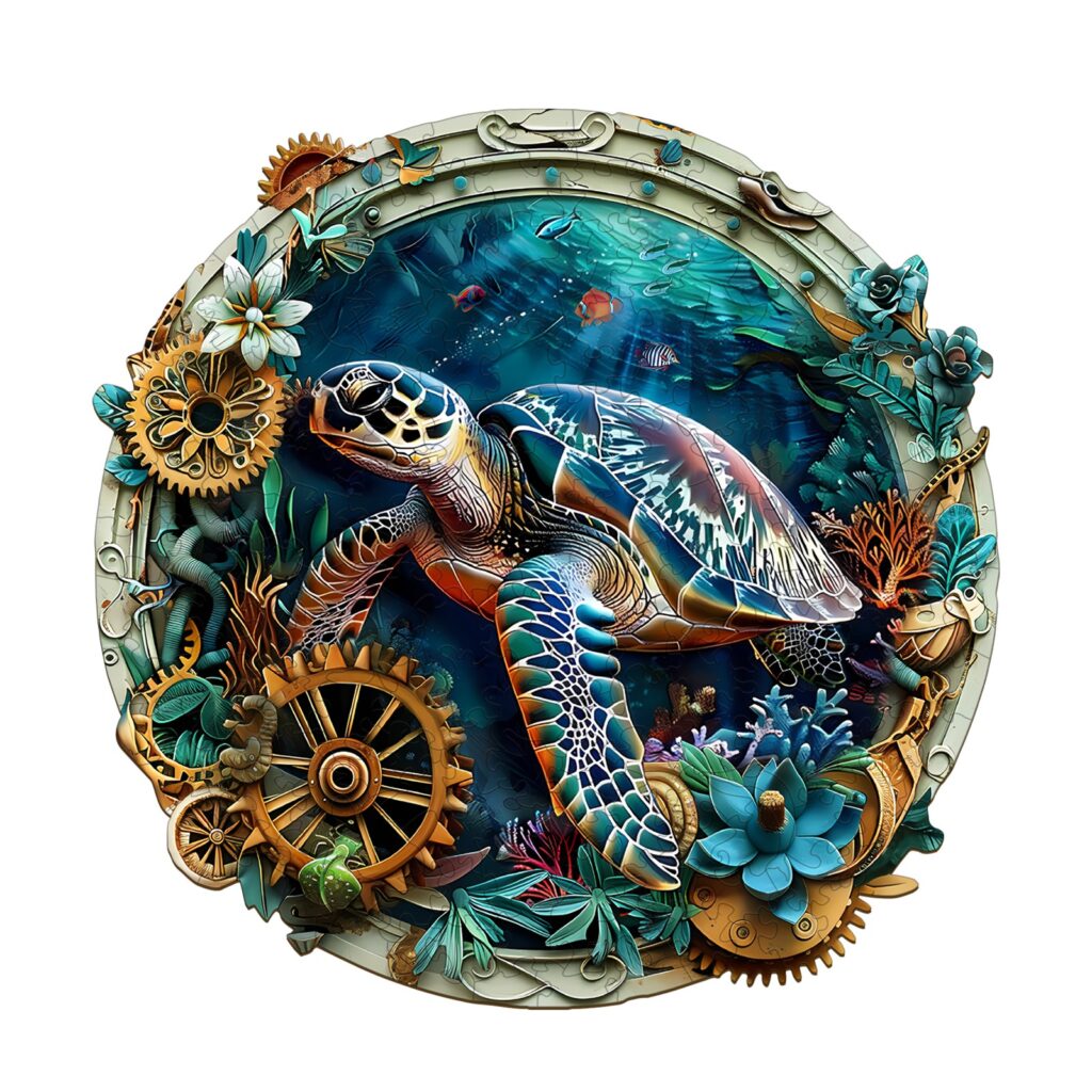 Wooden Jigsaw Puzzle-Embossed Turtle 66ec30e9160d9