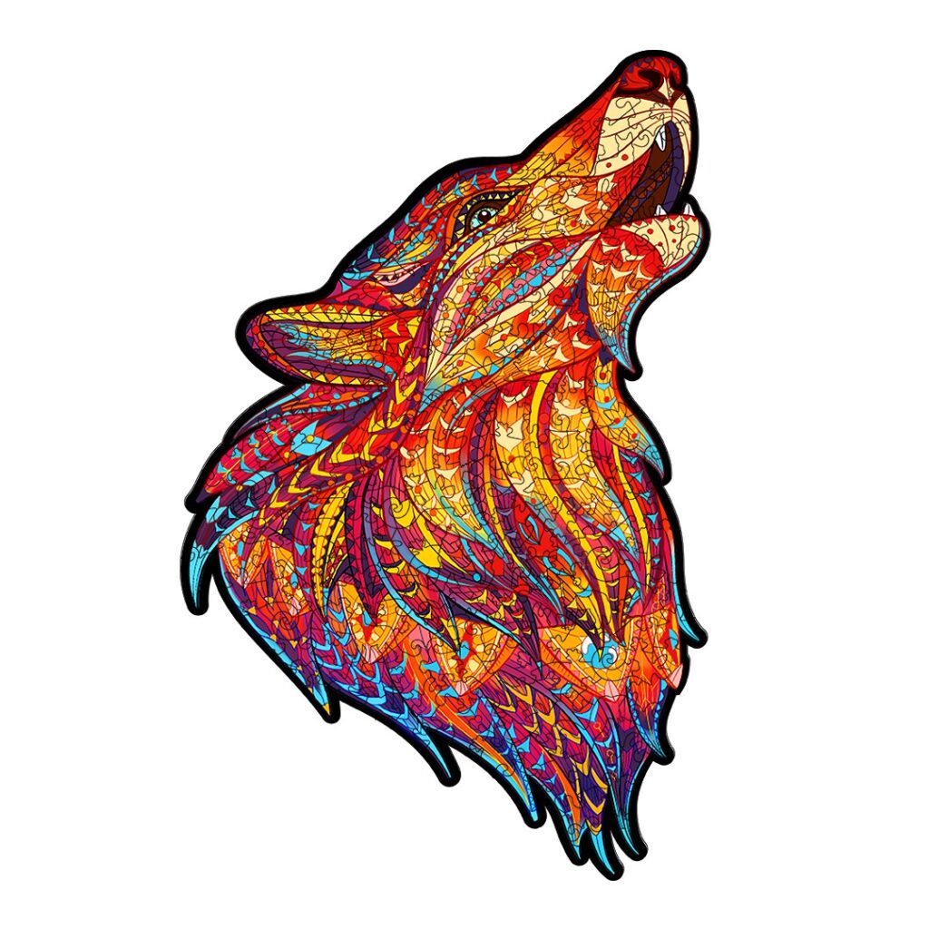 Wooden Jigsaw Puzzle – HOWLING WOLF-RED 66dade714ca78