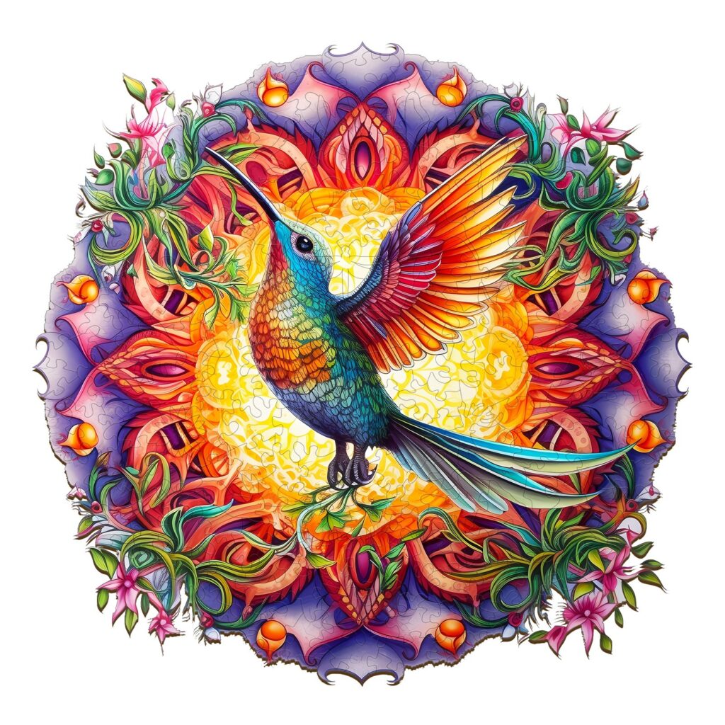 Wooden Jigsaw Puzzle-Hummingbird 66df572671da9