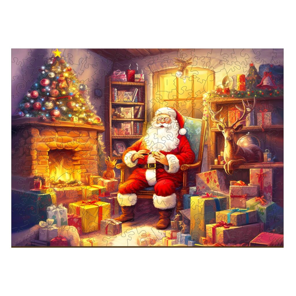 Wooden Jigsaw Puzzle-Jolly Santa Claus 66e3c581980dc