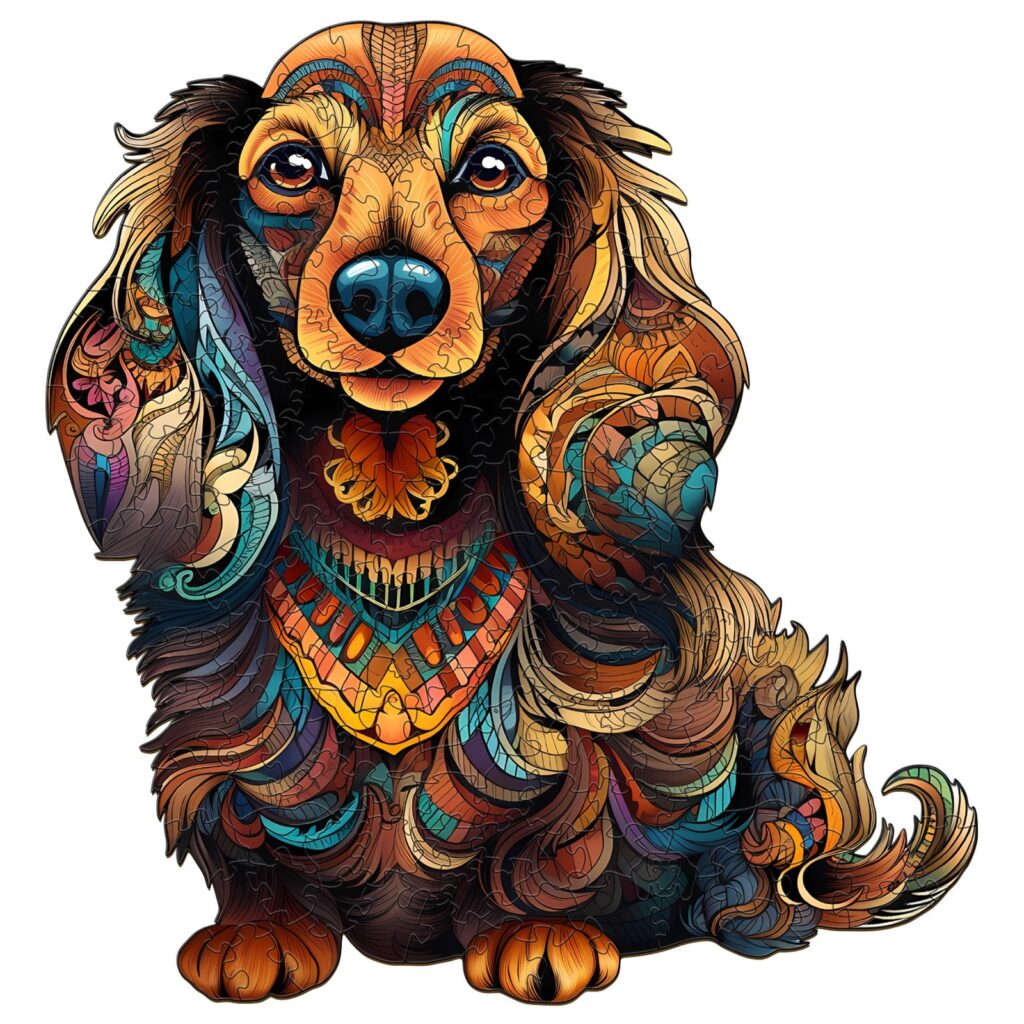 Wooden Jigsaw Puzzle- long-haired dachshund-3 66df809e89046