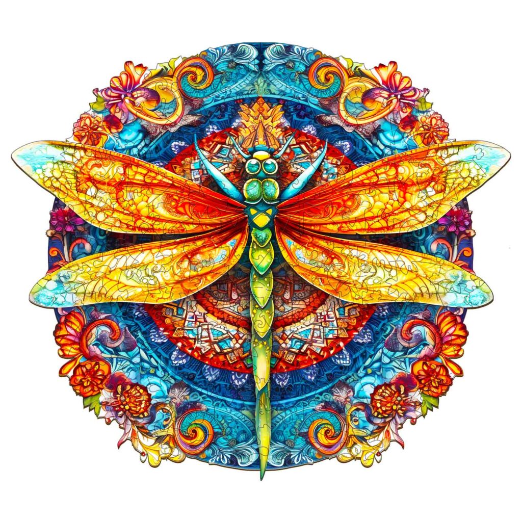 Wooden Jigsaw Puzzle-MANDALA DRAGONFLY 66e0257cc1f28