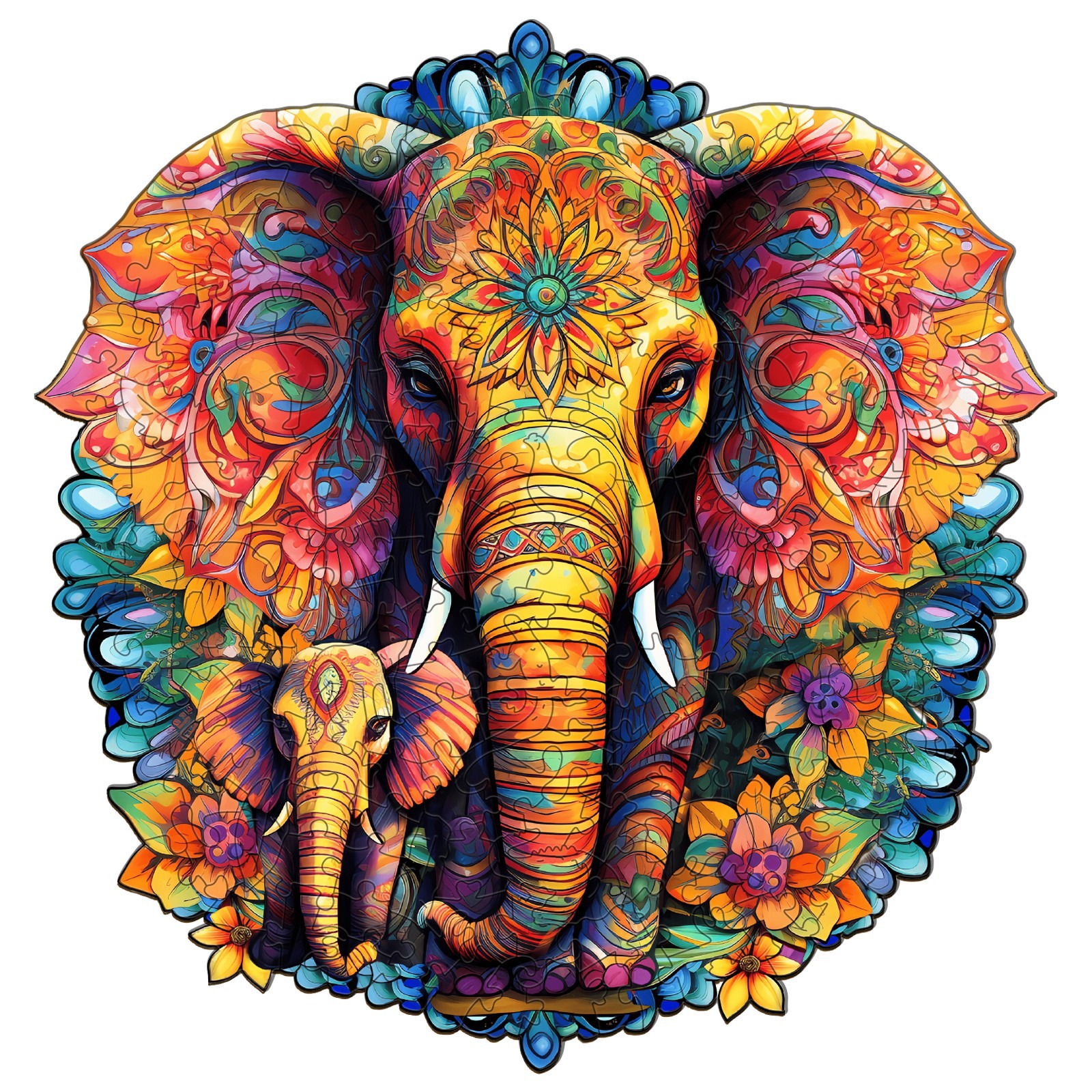 You are currently viewing Wooden Jigsaw Puzzle-Mandala Elephant Family 66dabf82c26f0