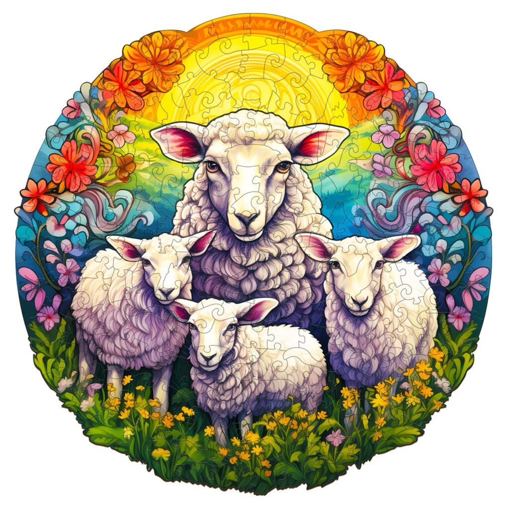 Wooden Jigsaw Puzzle-MANDALA SHEEP 66e5052959b4e