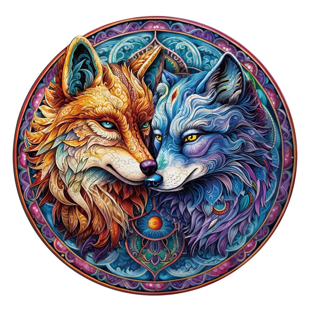 Wooden Jigsaw Puzzle-MANDALA YIN YANG WOLF 2 66e3351a293f9