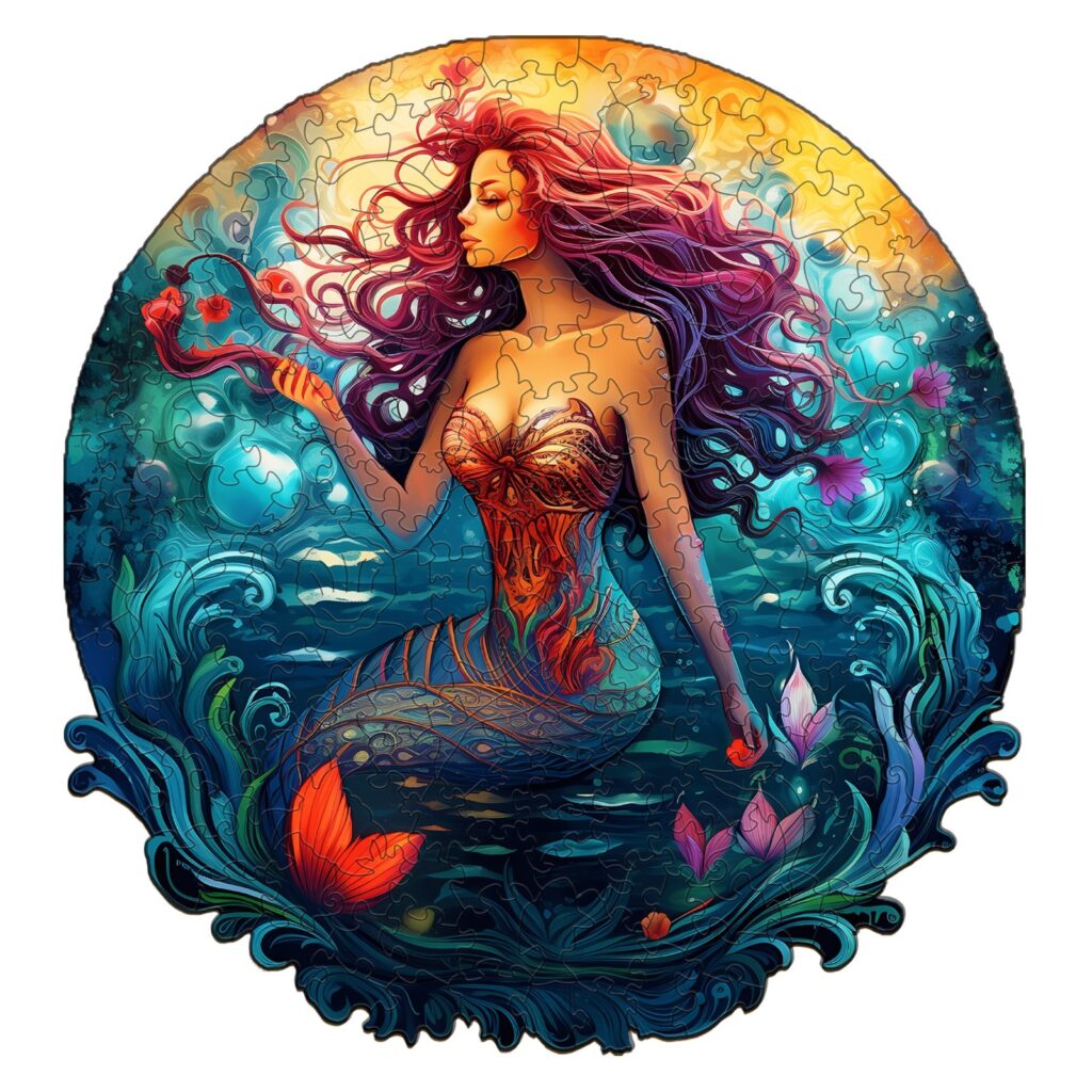 Wooden Jigsaw Puzzle- Mermaid Aqua Woman 66defa435dd58
