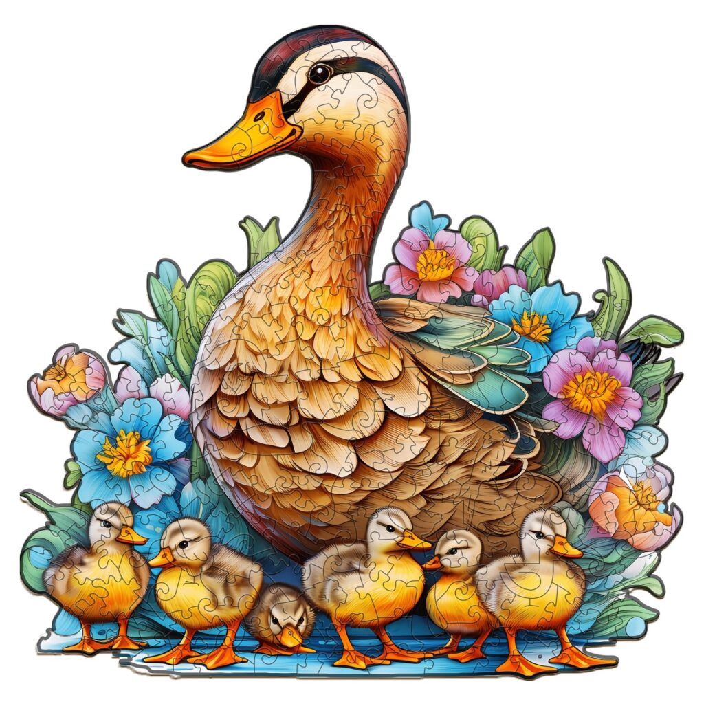 Wooden Jigsaw Puzzle-Mother Duck and Ducklings 66db5a26e03c6