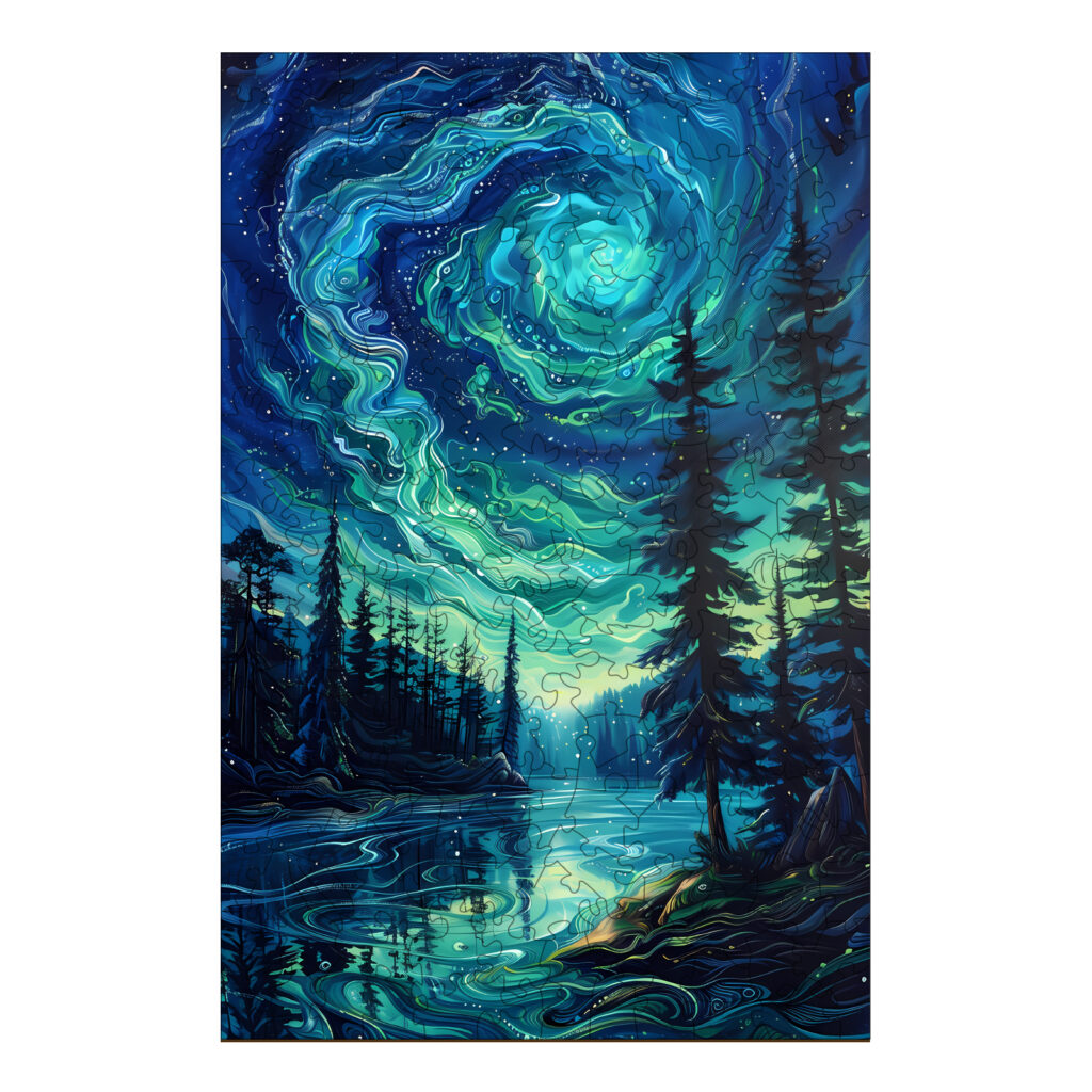 Wooden Jigsaw Puzzle-Night Aurora 2 66ee492665b16