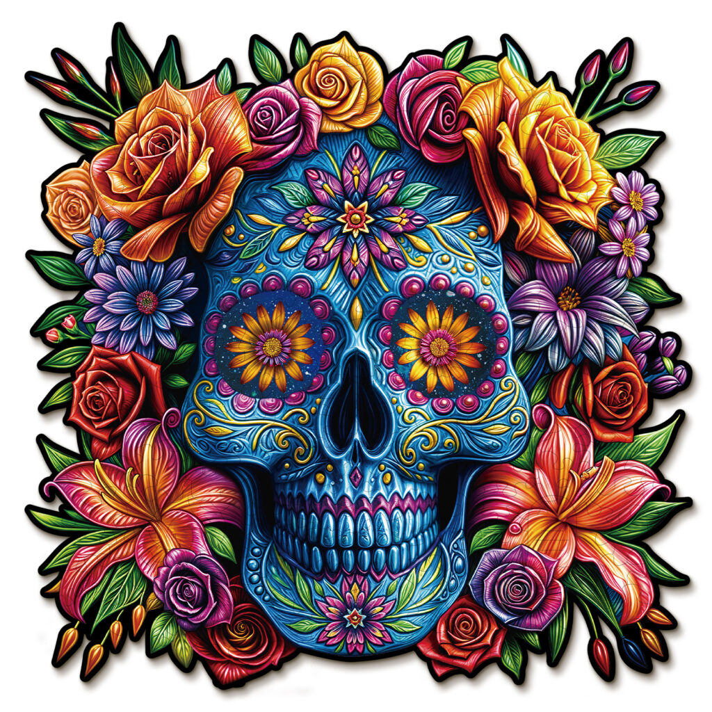 Wooden Jigsaw Puzzle-Painted Skull Head 66dc85706c726